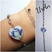 Bransoletka prawdziwykwiat bławatek serce prezent 