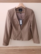 Brązowa krótka marynarka żakiet zapinana na haftkę 34 XS