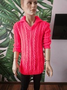 Sweter malinowy handmade r. L/XL