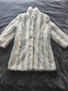 Riki Nathan vintage sztuczne futro w kolorze biało-szarym rozm L -14