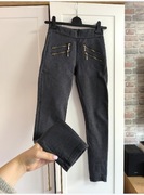 Szare spodnie legginsy damskie z ozdobnymi zamkami r. S 36