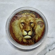 Stara Moneta Republika Ghany 5 Cedis Afryka Lew 2013 r. kolorowana