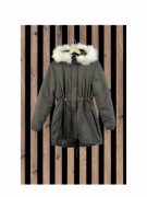 Kurtka zimowa ciepła parka khaki ciemnozielona 40/42