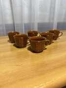 6 brązowych filizanek porcelna Tułowice