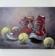 Motyw sportowy obraz olejny ręcznie malowany
