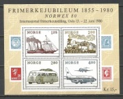 Norwegia 1980 blok 3 kolejnictwo lokomotywy transport**czyste