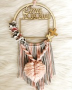 Ramka na zdjęcie, Chrzest, makrama z napisem 