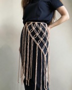 Pas makramowy handmade beżowy kremowy Styl boho etno Ręcznie robiony