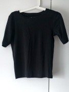 Bluzka z krótkim rękawem czarna prążkowana SinSay M