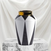 Home&You wazon Zenis geometryczny wzór czerń biel złoto 22 cm Nowy prezent