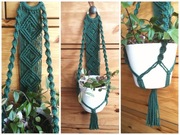 Kwietnik makrama na ścianę ZIELONY (dł. 56 cm)