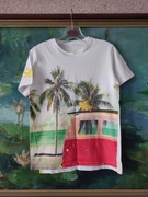 hawajska surf koszulka z krótkim rękawem top t-shirt  palmy ocean plaża