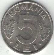 Rumunia 5 lei lejów 1994 - 21 mm - nr 1