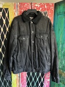 Czarna bawełniana uniseks ocieplana kurtka jeansowa denim H&M Divided [M]