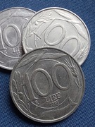 Moneta Włochy 100 lirów 1993