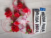 Ozdoby ślubne na auto czerwone