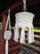 Abażur makramowy w stylu Boho w kolorze naturalnym