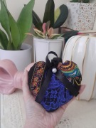Zawieszka Serduszko styl boho, folkowy, etno, kwiaty, koronka 