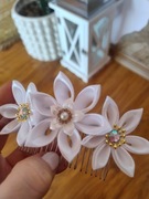 Grzebyk kwiatki ze wstążki! Komunia, Ślub