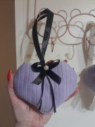 Nowa zawieszka Serduszko 12cm+wstążka lawenda/wrzos