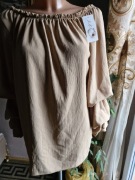 Bluzka damska karmelowa hiszpanka rękaw marszczony