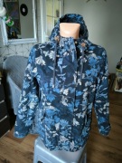 Joules kurtka przeciwdeszczowa damska M z kapturem granatowa w kwiaty