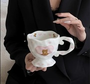 Kubek duża filiżanka bear pink elegancki ręcznie malowany 400ml