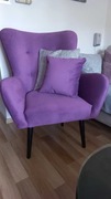 Welurowy wrzosowy Fotel 