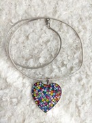 Srebrny unikatowy piękny srebrny naszyjnik z sercem Pinterest Vogue 