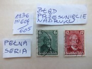 2szt. znaczki seria Mi 604 BŁĄD Niemcy 1936 MOTORYZACJA Rzesza DAIMLER BENZ