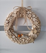 Naturalny,drewniany wianek wiosenny, Wielkanoc.