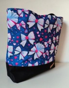 Torba shopper hand made wodoodporna białe kokardy