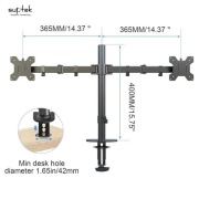 Podwójny Uchwyt na 2 Monitory 13-27" Suptek VESA | Mocny | Regulacja 360°