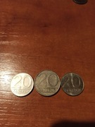 3 monety 20 zł 1 duża i 2 male