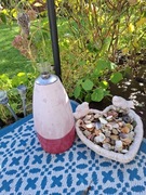 Duża, ceramiczna lampa tarasowa, olejowa