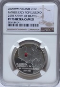 10 ZŁ 25R ŚMIERCI J.POPIEŁUSZKI 2009 NGC PF70 ! MAX IDEAŁ