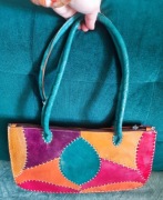 Torebka retro vintage skóra Hand made wiosenna kolory piękna kuferek Kobiet