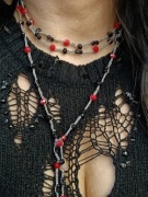 Naszyjnik gotycki czarno-czerwony 