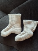 Buciki niechodki skarpetki niemowlęce sweterkowe kremowe 62