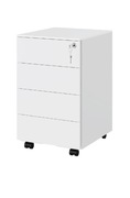 Szafka biurowa KIMENICH na kółkach biała 4 szuflady zamykana metalowa