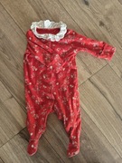 Next pajacyk czerwony kołnierzyk kwiaty łączka koronka 62