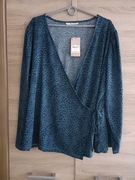 Kopertowa wiązana bluzka z długim rękawem 