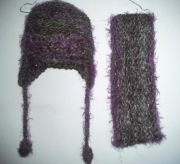 Handmade komplet gruba CZAPKA USZATKA + KOMIN _ WEŁNA