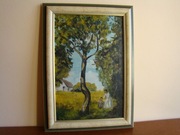 WObraz olej na płótnie ,Kobieta z córką  48x35cm.