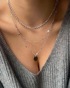 srebrny naszyjnik wisiorek łańcuszek moneta choker stal 