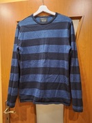 Męski sweter w granatowo niebieskie pasy