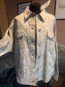 ZARA kurtka biker ramoneska narzutka z domieszką lnu ombre oversize duża