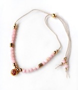 Bransoletka damska jedwab masa perłowa perły różowa z zawieszką z cyrkonią