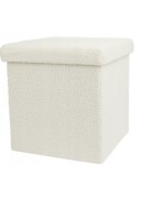 Pufa puf składany ze schowkiem biały baranek 38x38