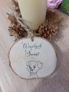 Bombka choinkowa drewniana. Zawieszka. 